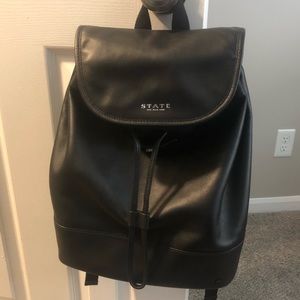 Black leather backpack- statebags - Hattie